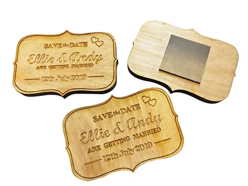 Ímãs de geladeira de madeira personalizados