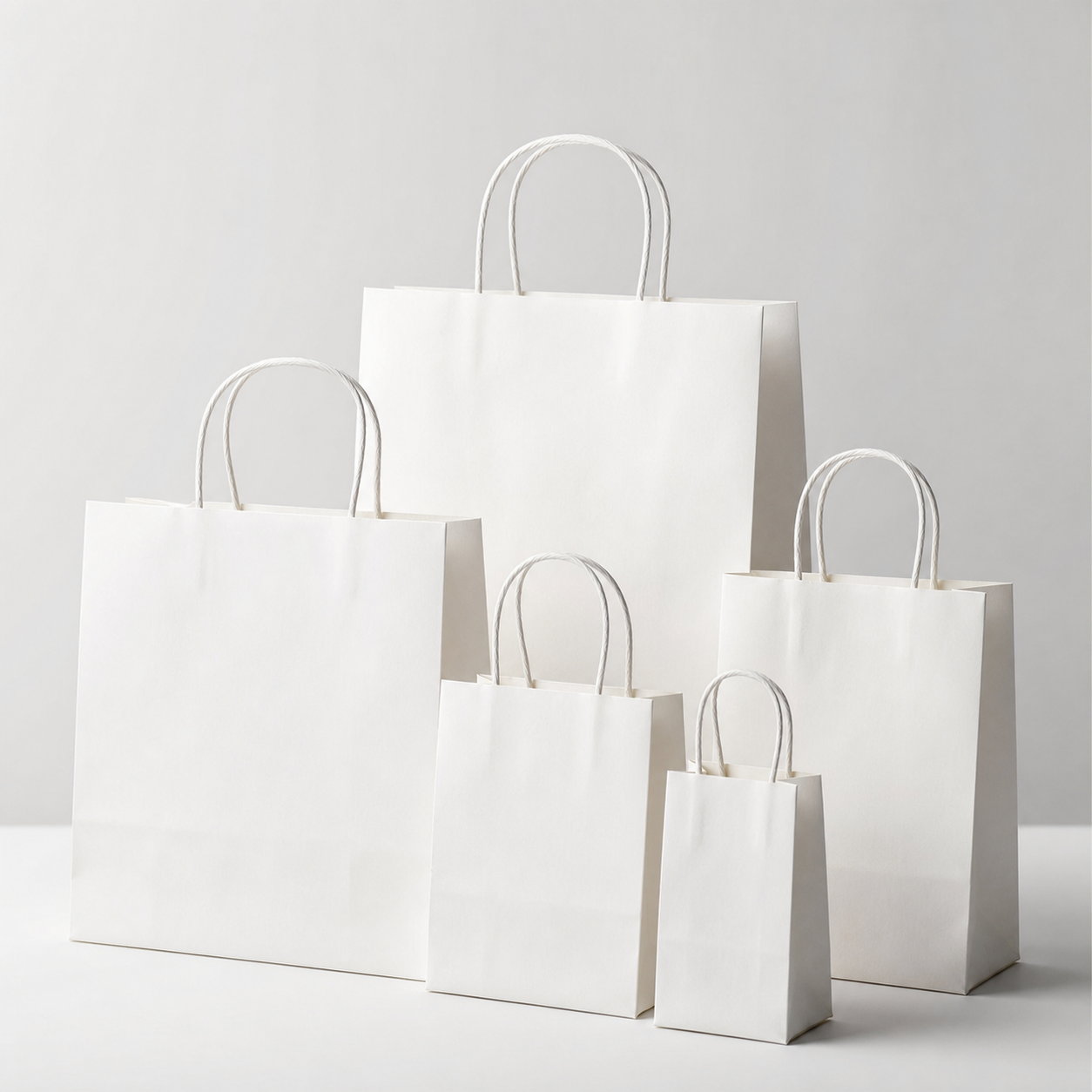 Imagem de amostra de produto de sacos de papel kraft branco personalizados