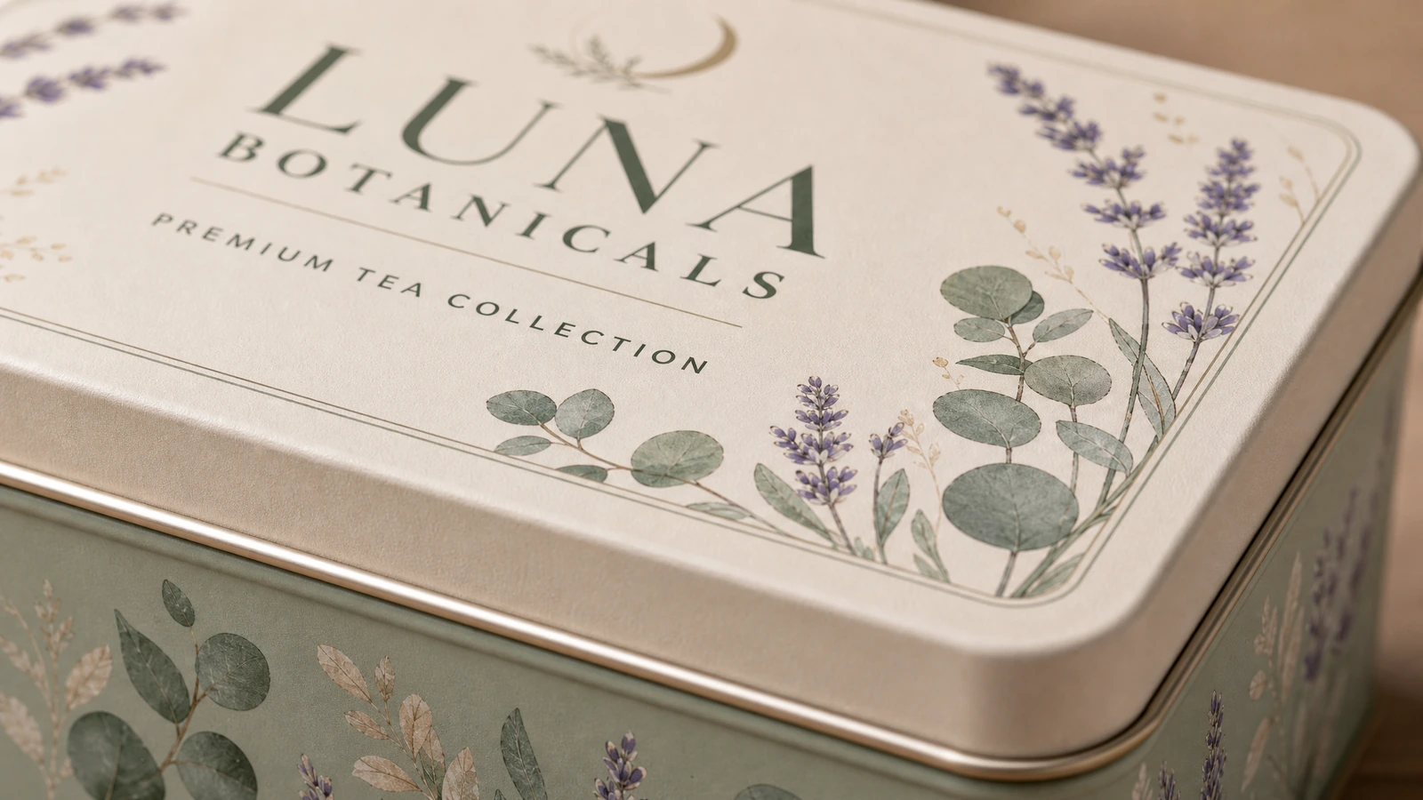 Caixas de lata personalizadas de duas peças apresentadas em cenários de embalagens para confeitaria, chá, cosméticos, velas, presentes e promoções