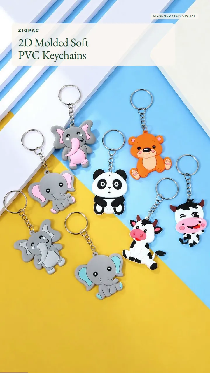 Chaveiros de borracha personalizados em PVC macio moldado em 2D: vídeo curto