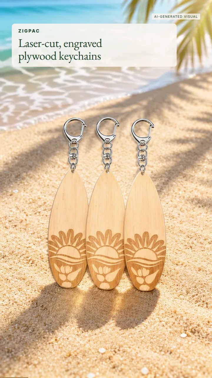 Chaveiros de madeira personalizados — compensado cortado a laser e gravado: vídeo curto