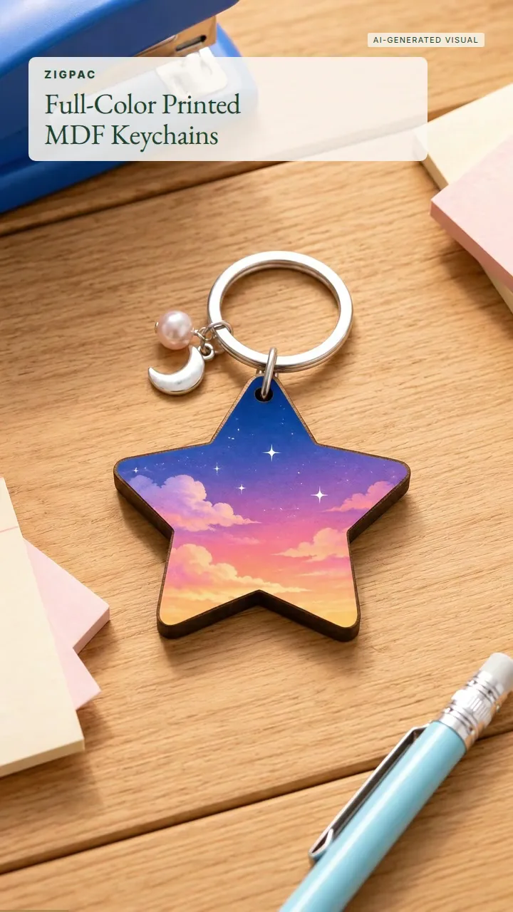 Chaveiros de madeira personalizados impressos com arte em MDF colorida: vídeo curto
