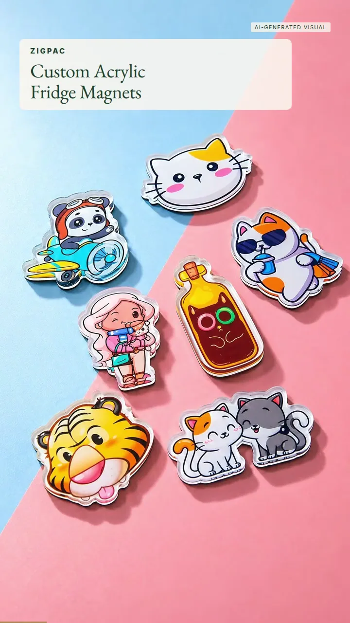 Ímanes de frigorífico acrílicos personalizados com arte impressa por UV e formatos cortados a laser: vídeo curto