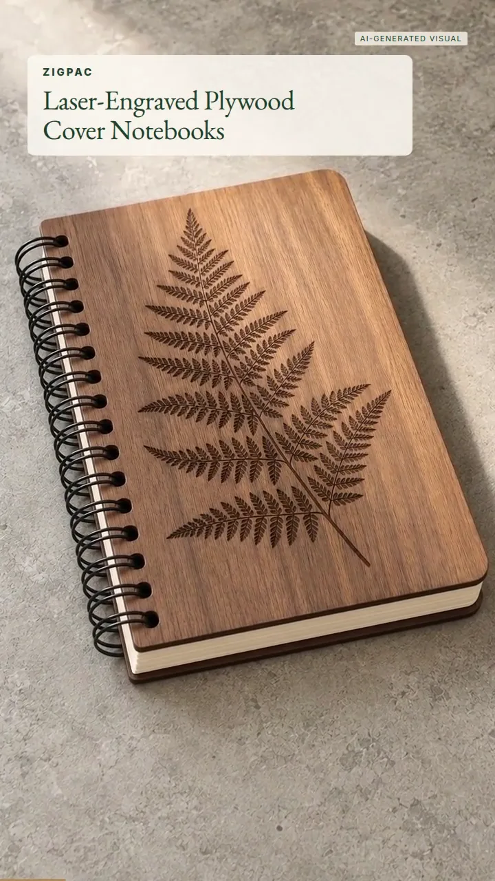 Cadernos personalizados com capas de compensado gravadas a laser: vídeo curto
